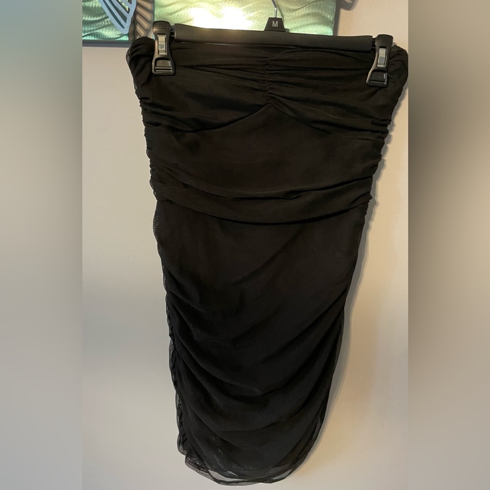 Strapless Black pull on dress